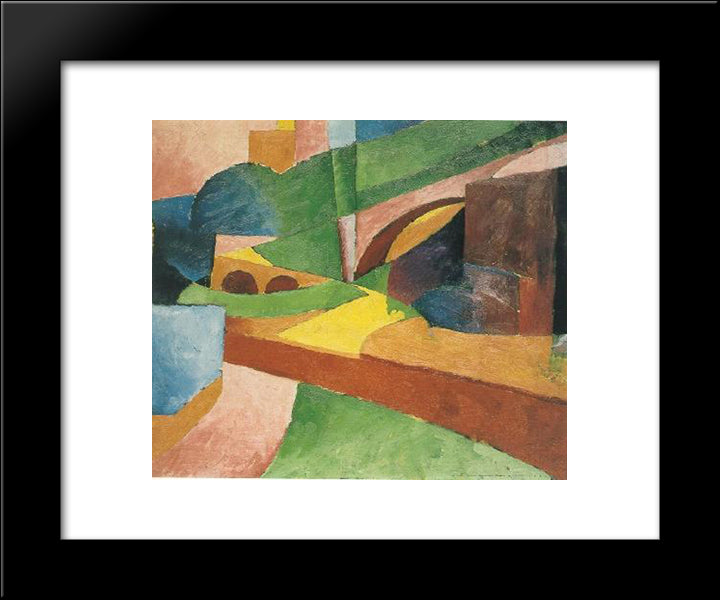 Untitled (Landscape With Bridge) 20x24 Black Modern Wood Framed Art Print Poster by Shamberg, Morton