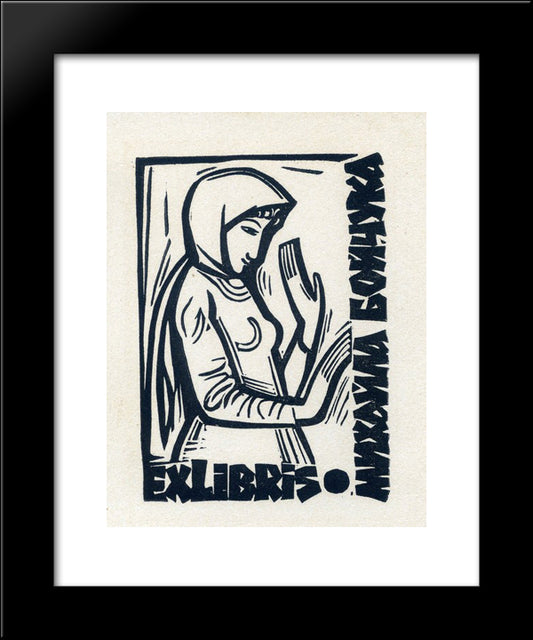 Exlibris 20x24 Black Modern Wood Framed Art Print Poster by Boichuk, Mykhailo