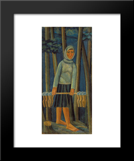 Milkmaid 20x24 Black Modern Wood Framed Art Print Poster by Boichuk, Mykhailo