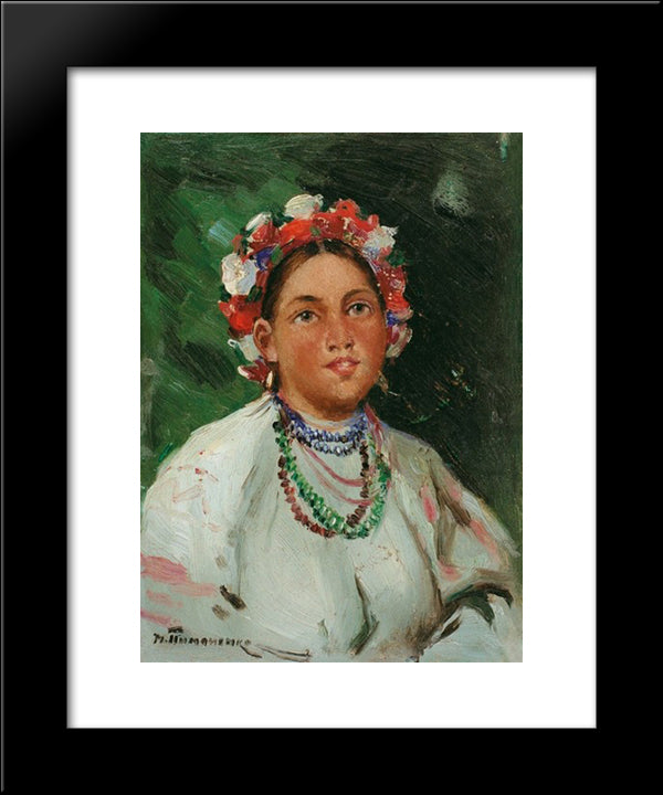 A Girl. 20x24 Black Modern Wood Framed Art Print Poster by Pymonenko, Mykola