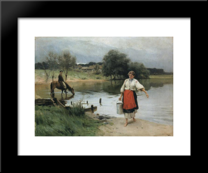At The River 20x24 Black Modern Wood Framed Art Print Poster by Pymonenko, Mykola