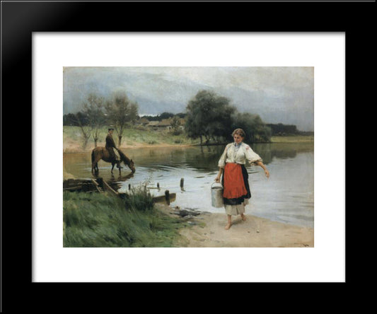At The River 20x24 Black Modern Wood Framed Art Print Poster by Pymonenko, Mykola