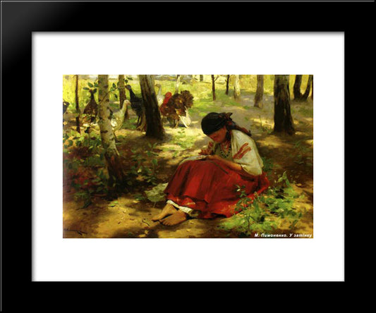 At The Shadow 20x24 Black Modern Wood Framed Art Print Poster by Pymonenko, Mykola