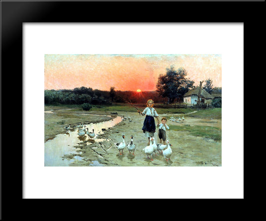 Becoming The Evening 20x24 Black Modern Wood Framed Art Print Poster by Pymonenko, Mykola