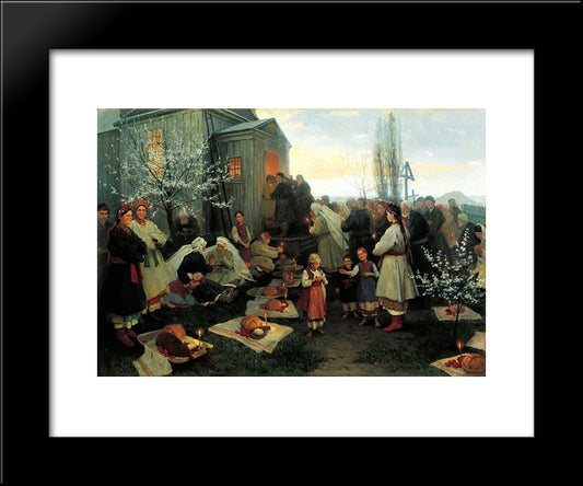 Easter Morning Prayer In Malorosia 20x24 Black Modern Wood Framed Art Print Poster by Pymonenko, Mykola