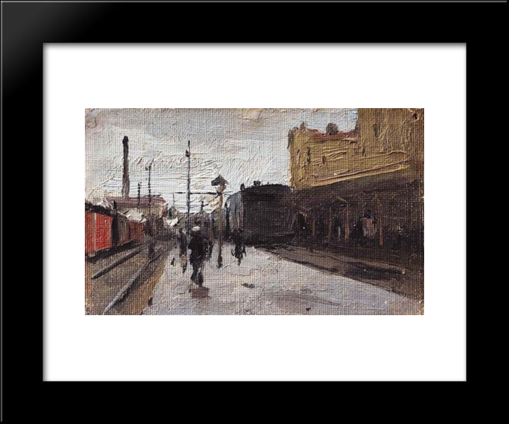 Kiev Station 20x24 Black Modern Wood Framed Art Print Poster by Pymonenko, Mykola