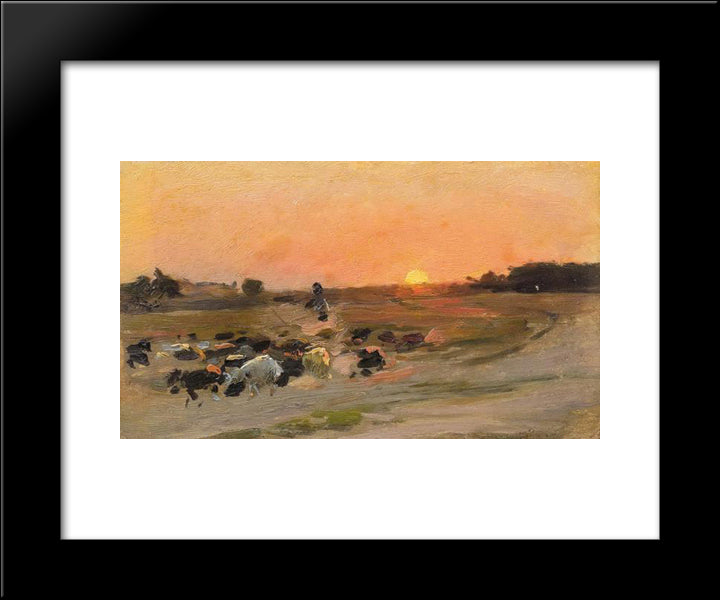 Sheperding The Flock 20x24 Black Modern Wood Framed Art Print Poster by Pymonenko, Mykola