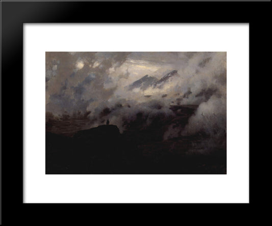 Elbrus In The Clouds 20x24 Black Modern Wood Framed Art Print Poster by Yaroshenko, Mykola