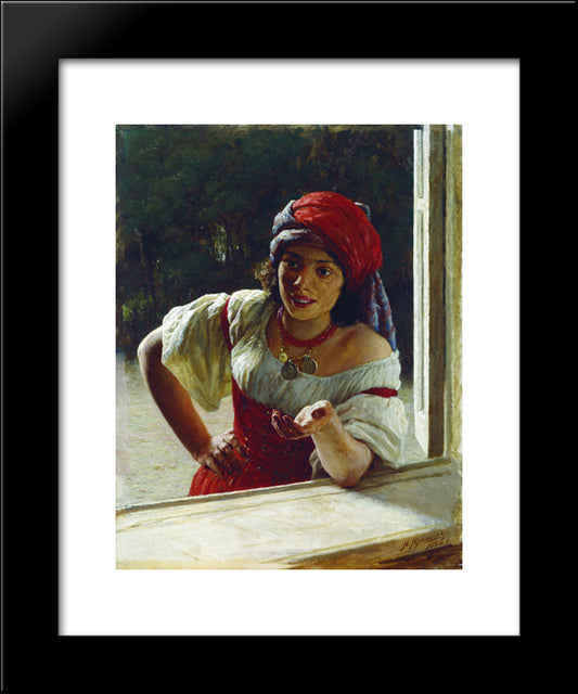 Gypsy Woman 20x24 Black Modern Wood Framed Art Print Poster by Yaroshenko, Mykola