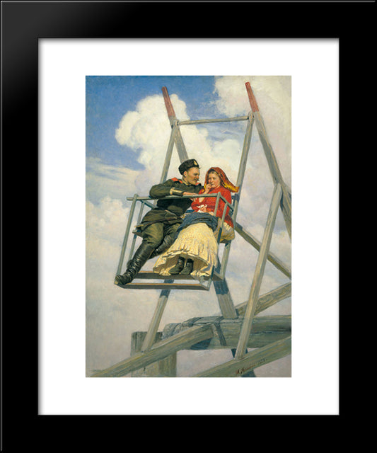 On The Swing 20x24 Black Modern Wood Framed Art Print Poster by Yaroshenko, Mykola