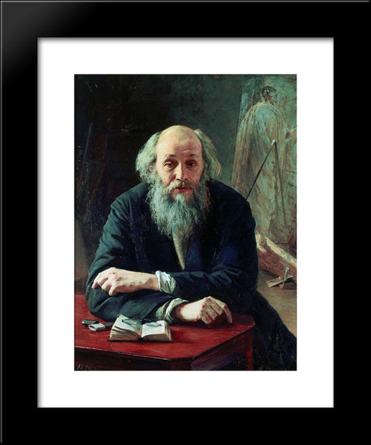 Portrait Of Nikolaj Nikolajewitsch Ge 20x24 Black Modern Wood Framed Art Print Poster by Yaroshenko, Mykola