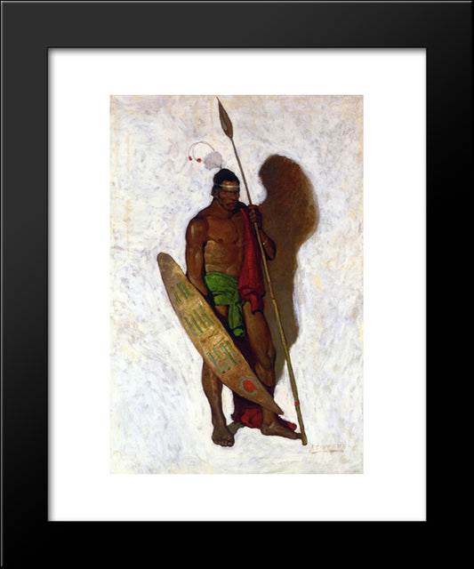 African Warrior 20x24 Black Modern Wood Framed Art Print Poster by Wyeth, N.C.