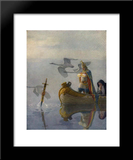 And When They Came To The Sword That The Hand Held, King Arthur Took It Up 20x24 Black Modern Wood Framed Art Print Poster by Wyeth, N.C.