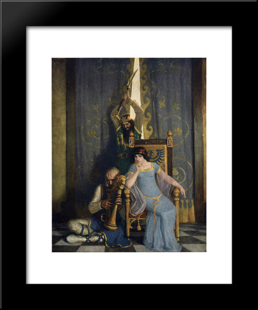 King Mark Slew The Noble Knight Sir Tristram 20x24 Black Modern Wood Framed Art Print Poster by Wyeth, N.C.