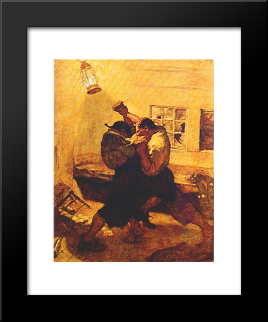 Knife Fight Between Pirates 20x24 Black Modern Wood Framed Art Print Poster by Wyeth, N.C.