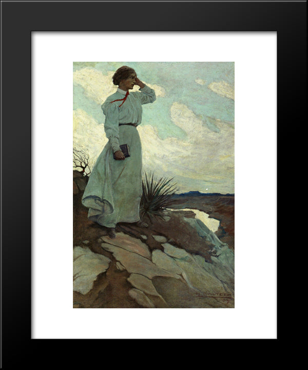 Louise Loved To Climb To The Summit On One Of The Barren Hills Flanking The River, And Stand There While The Wind Blew 20x24 Black Modern Wood Framed Art Print Poster by Wyeth, N.C.