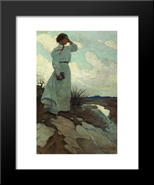 Louise Loved To Climb To The Summit On One Of The Barren Hills Flanking The River, And Stand There While The Wind Blew 20x24 Black Modern Wood Framed Art Print Poster by Wyeth, N.C.