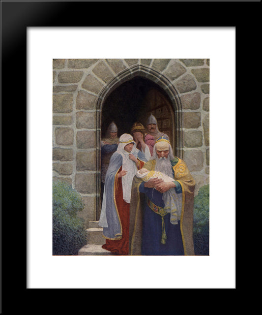 Merlin Taking Away The Infant Arthur 20x24 Black Modern Wood Framed Art Print Poster by Wyeth, N.C.