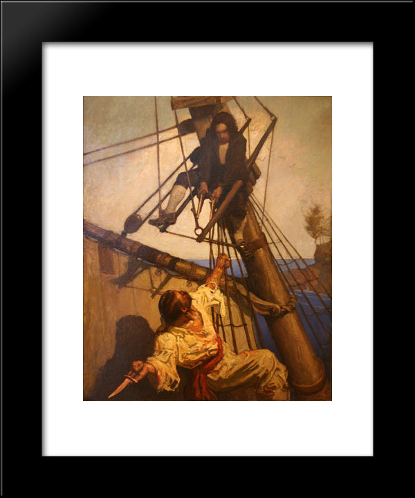 One More Step, Mr. Hands, Said I, And I'Ll Blow Your Brains Out 20x24 Black Modern Wood Framed Art Print Poster by Wyeth, N.C.
