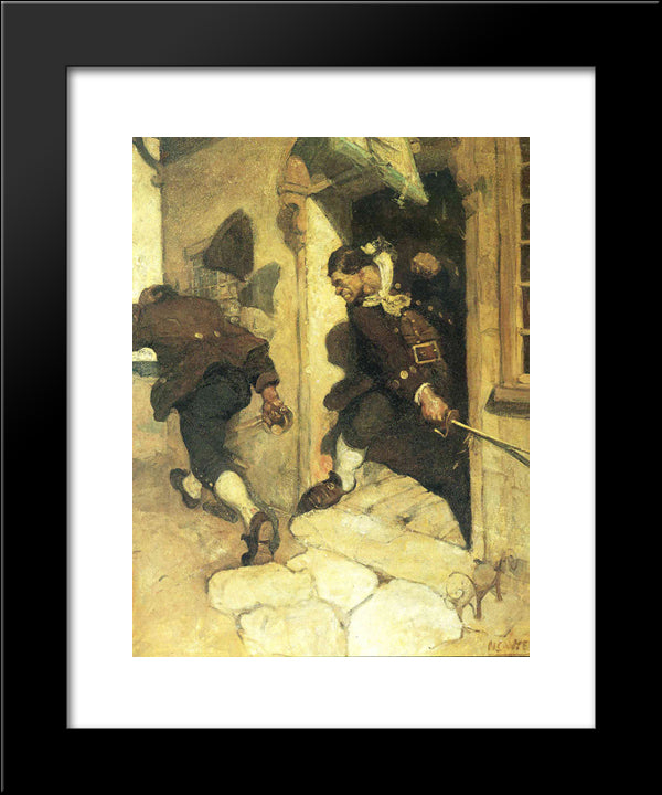Routs Black Dog 20x24 Black Modern Wood Framed Art Print Poster by Wyeth, N.C.