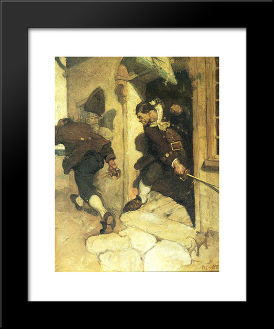 Routs Black Dog 20x24 Black Modern Wood Framed Art Print Poster by Wyeth, N.C.