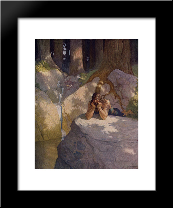 Sir Launcelot In The Wilderness, After Leaving The Round Table 20x24 Black Modern Wood Framed Art Print Poster by Wyeth, N.C.