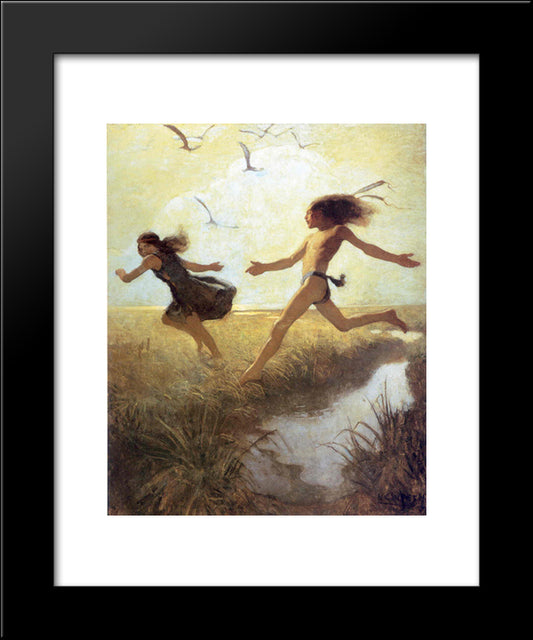 The Children Were Playing At Marriage-By-Capture 20x24 Black Modern Wood Framed Art Print Poster by Wyeth, N.C.