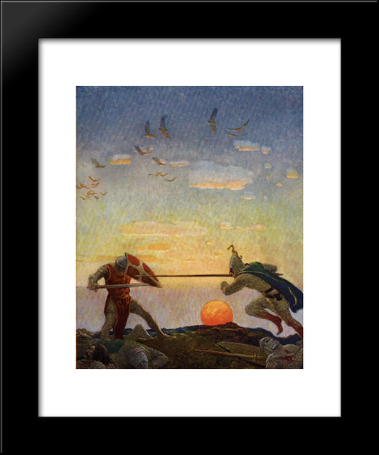 The Death Of Arthur And Mordred 20x24 Black Modern Wood Framed Art Print Poster by Wyeth, N.C.