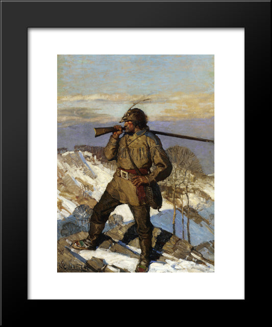 The Frontiersman Pupular Magazine Cover Illustration 20x24 Black Modern Wood Framed Art Print Poster by Wyeth, N.C.