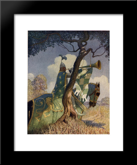 The Green Knight Preparing To Battle Sir Beaumains 20x24 Black Modern Wood Framed Art Print Poster by Wyeth, N.C.