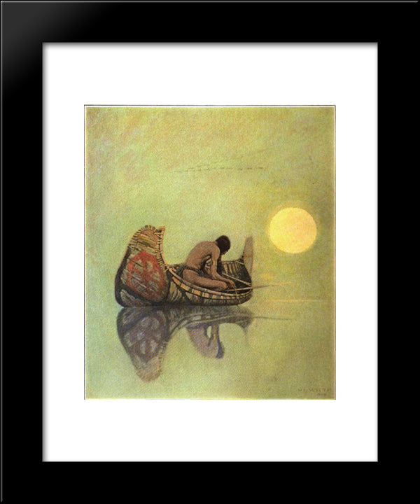The Silent Fisherman 20x24 Black Modern Wood Framed Art Print Poster by Wyeth, N.C.
