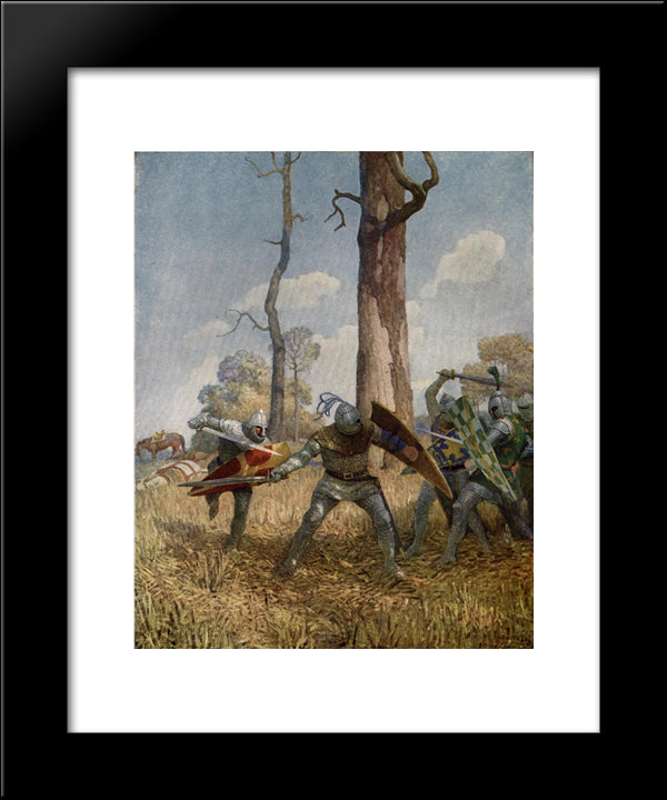 They Fought With Him On Foot More Than Three Hours, Both Before Him 20x24 Black Modern Wood Framed Art Print Poster by Wyeth, N.C.