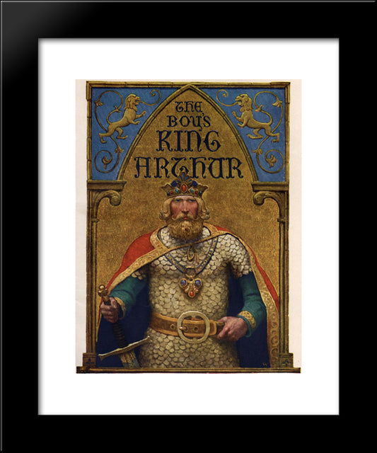 Title Page Of The Boy'S King Arthur 20x24 Black Modern Wood Framed Art Print Poster by Wyeth, N.C.