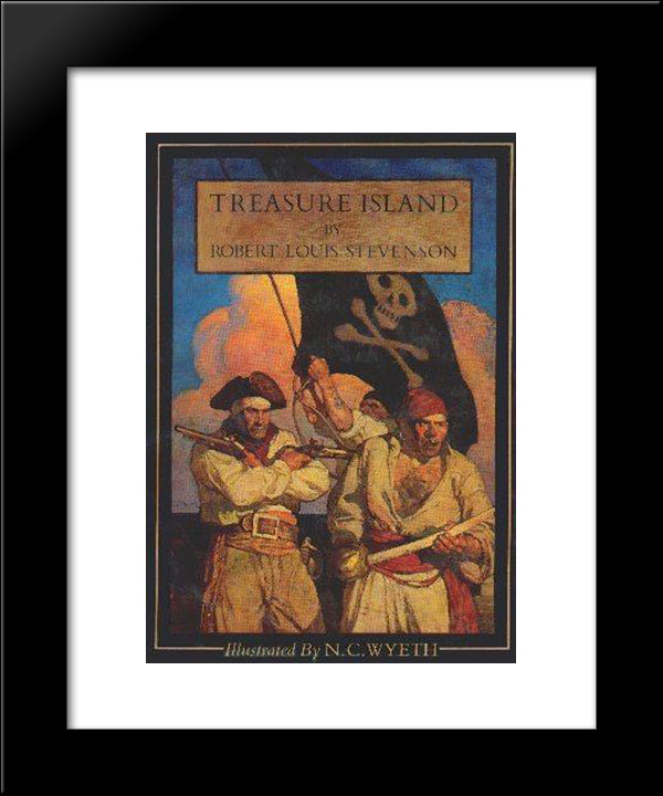 Treasure Island Scribner 20x24 Black Modern Wood Framed Art Print Poster by Wyeth, N.C.