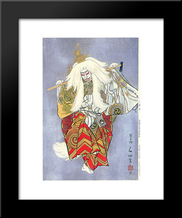 Hanayagi Jusuke As The Fox Spirit In Kokaji 20x24 Black Modern Wood Framed Art Print Poster by Shunsen, Natori