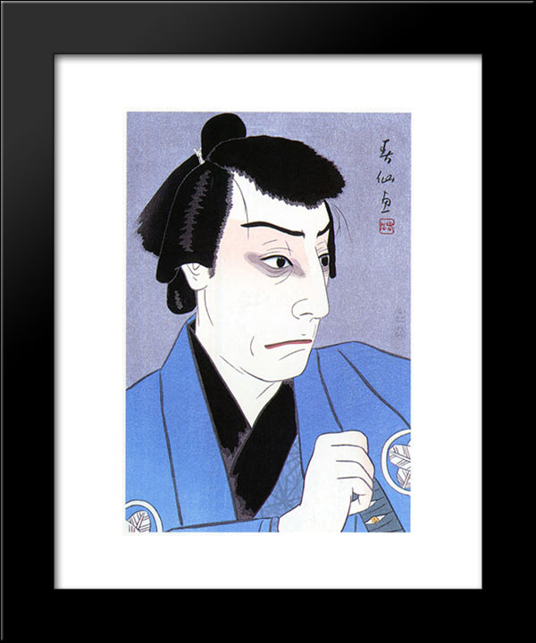 Ichikawa Ebiso As Hayano Kanpei In Chushingura 20x24 Black Modern Wood Framed Art Print Poster by Shunsen, Natori