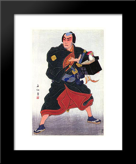 Ichikawa Sadanji As Sukune Taro 20x24 Black Modern Wood Framed Art Print Poster by Shunsen, Natori