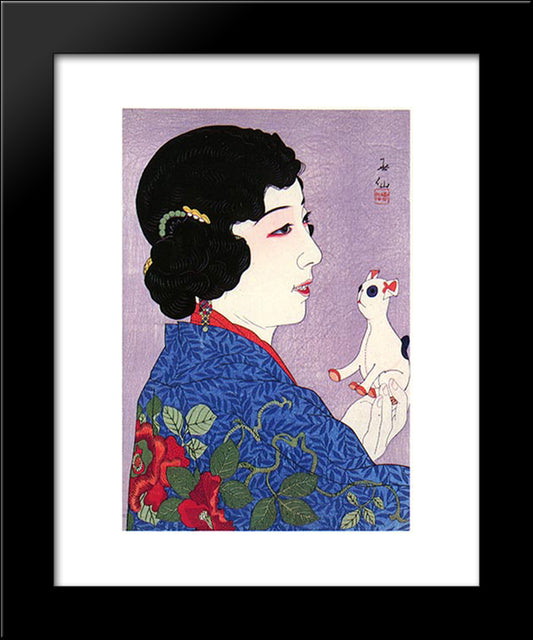 Mizutani Yaeko As Tsubaki - Hime In La Traviata 20x24 Black Modern Wood Framed Art Print Poster by Shunsen, Natori