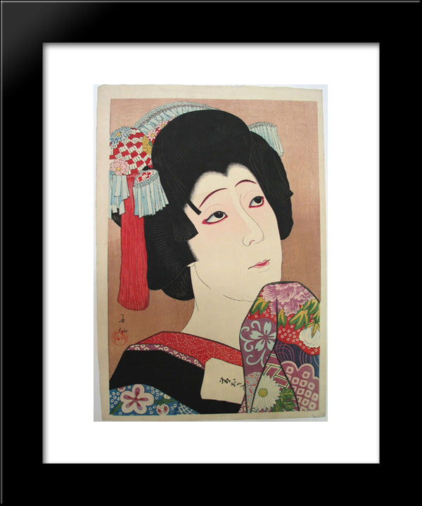 Nakamura Fukusuke As Ohan 20x24 Black Modern Wood Framed Art Print Poster by Shunsen, Natori