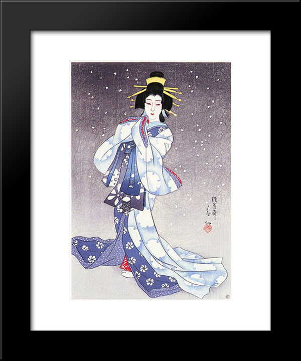 Otani Tomoemon As The Spirit Of Snow 20x24 Black Modern Wood Framed Art Print Poster by Shunsen, Natori