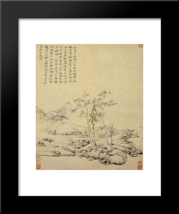 The Distant Cold Flow Pine 20x24 Black Modern Wood Framed Art Print Poster by Ni Zan