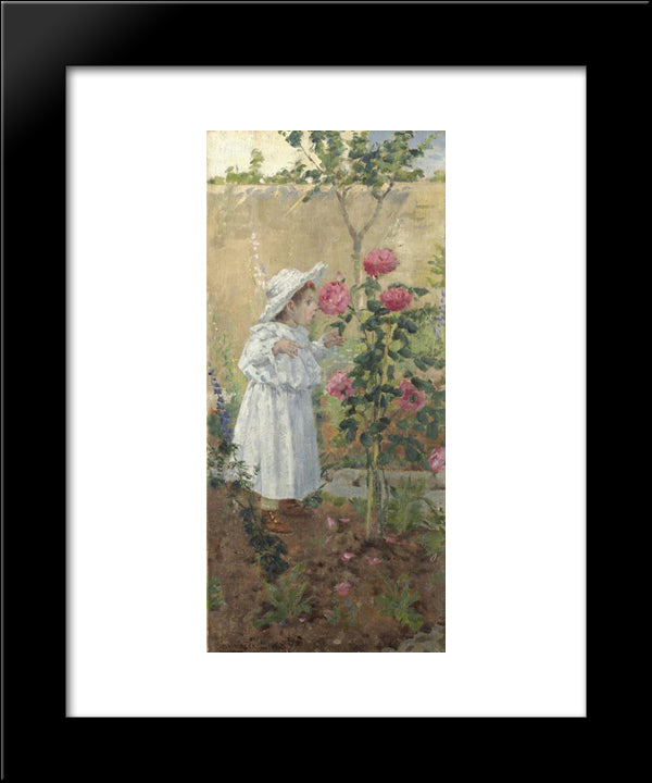 Bimba Tra Le Rose 20x24 Black Modern Wood Framed Art Print Poster by Cannicci, Niccolo