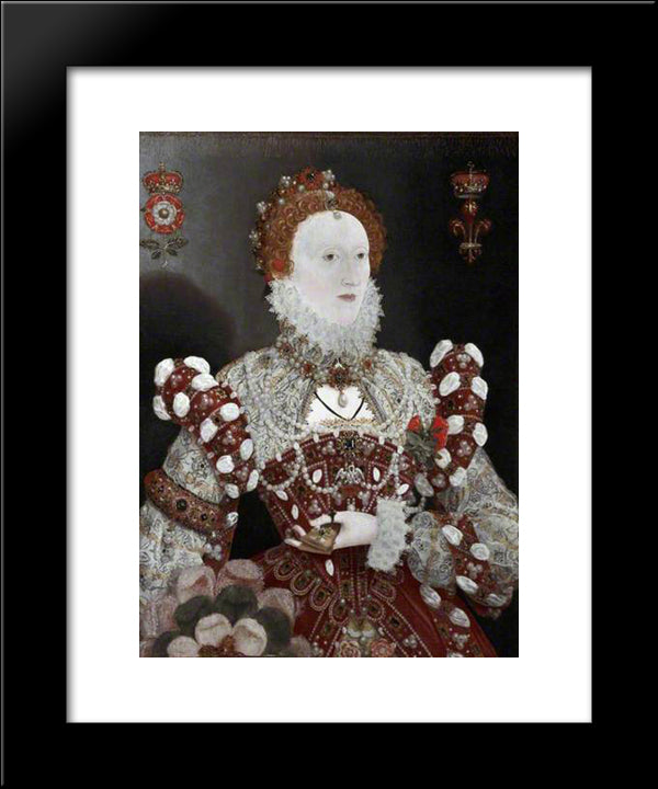 Elizabeth I - The Pelican Portrait 20x24 Black Modern Wood Framed Art Print Poster by Hilliard, Nicholas