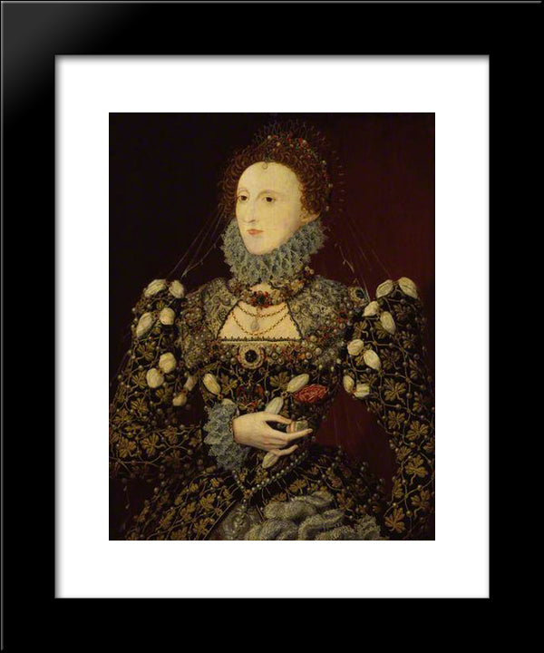 Queen Elizabeth I 20x24 Black Modern Wood Framed Art Print Poster by Hilliard, Nicholas