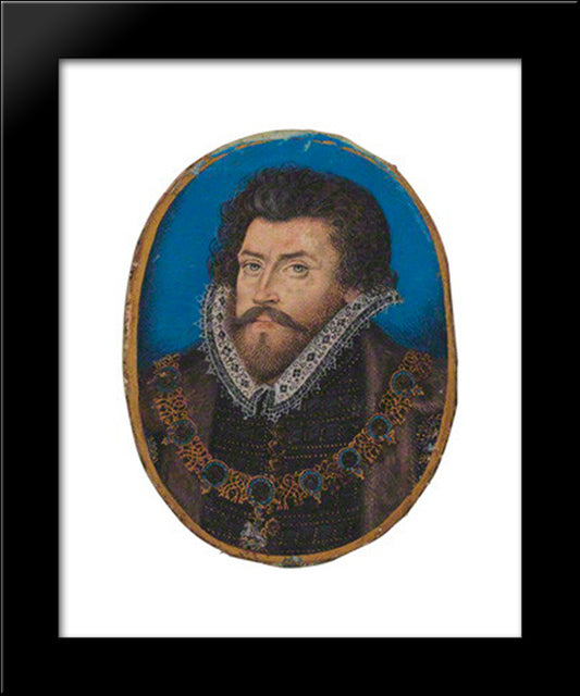 Sir Christopher Hatton 20x24 Black Modern Wood Framed Art Print Poster by Hilliard, Nicholas