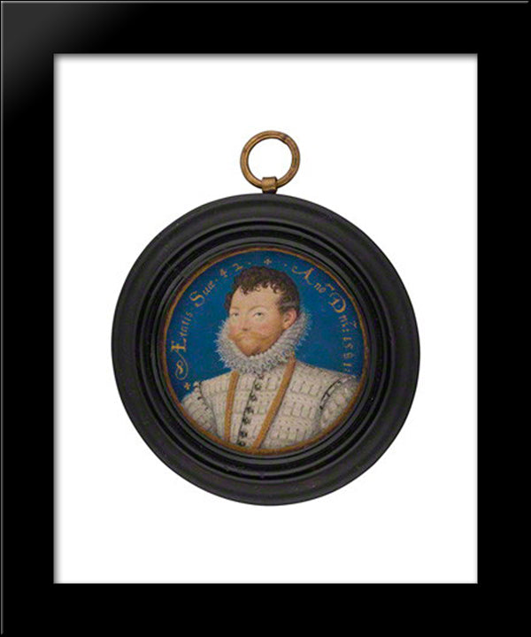 Sir Francis Drake 20x24 Black Modern Wood Framed Art Print Poster by Hilliard, Nicholas