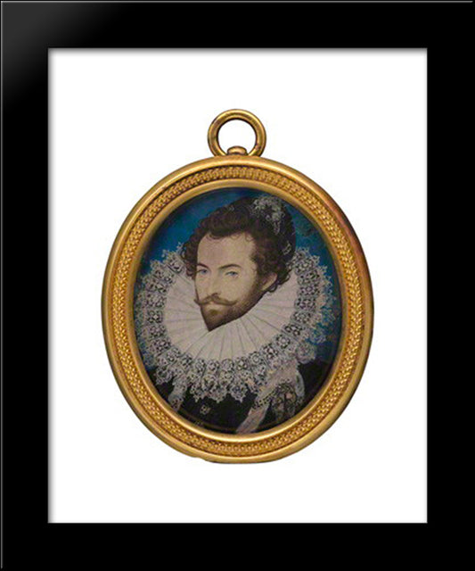 Sir Walter Ralegh 20x24 Black Modern Wood Framed Art Print Poster by Hilliard, Nicholas