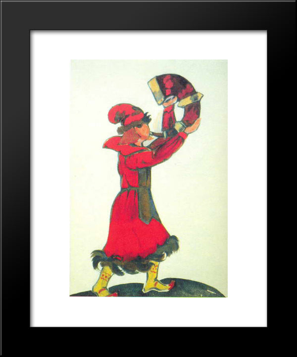 A Guy With The Horn 20x24 Black Modern Wood Framed Art Print Poster by Roerich, Nicholas