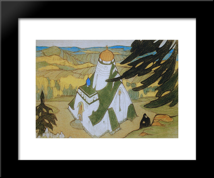 A Temple 20x24 Black Modern Wood Framed Art Print Poster by Roerich, Nicholas