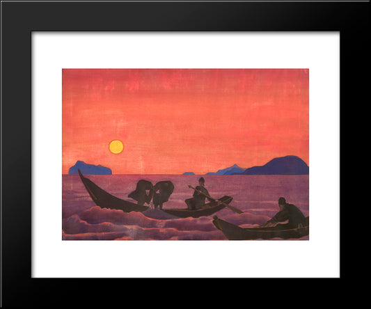 And We Continue Fishing 20x24 Black Modern Wood Framed Art Print Poster by Roerich, Nicholas